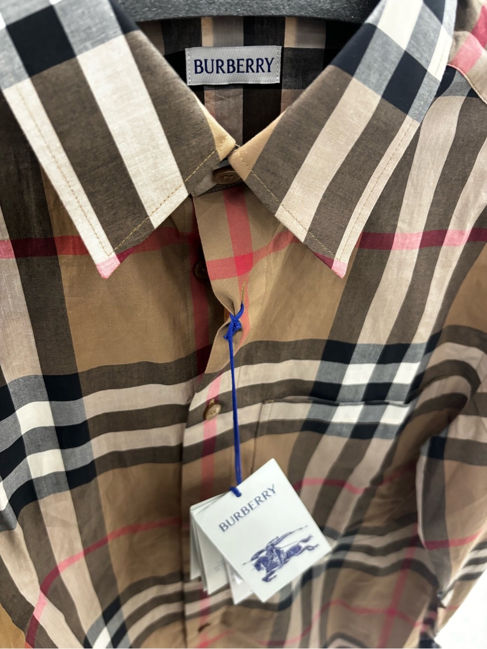 Burberry Men's Signature Check Button-Up Shirt - Tan/Black/Pink